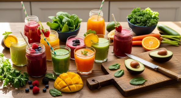 Smoothies et jus maison à base de fruits et légumes du moment